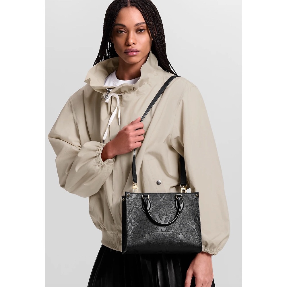LOUIS VUITTON $3500 Womens Black Onthego PM Crossbody Monogram Empreinte Leather